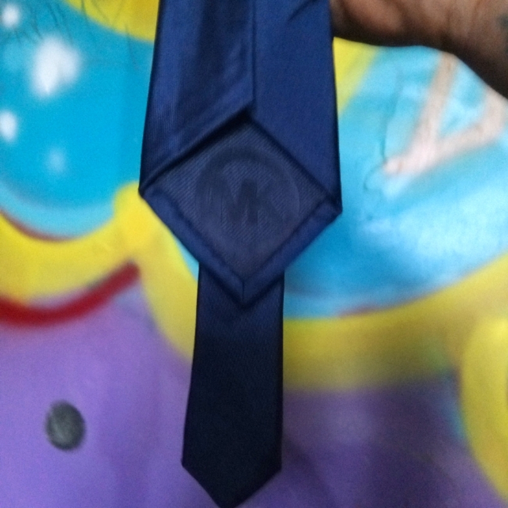 Solid blue Michael kors silk tie